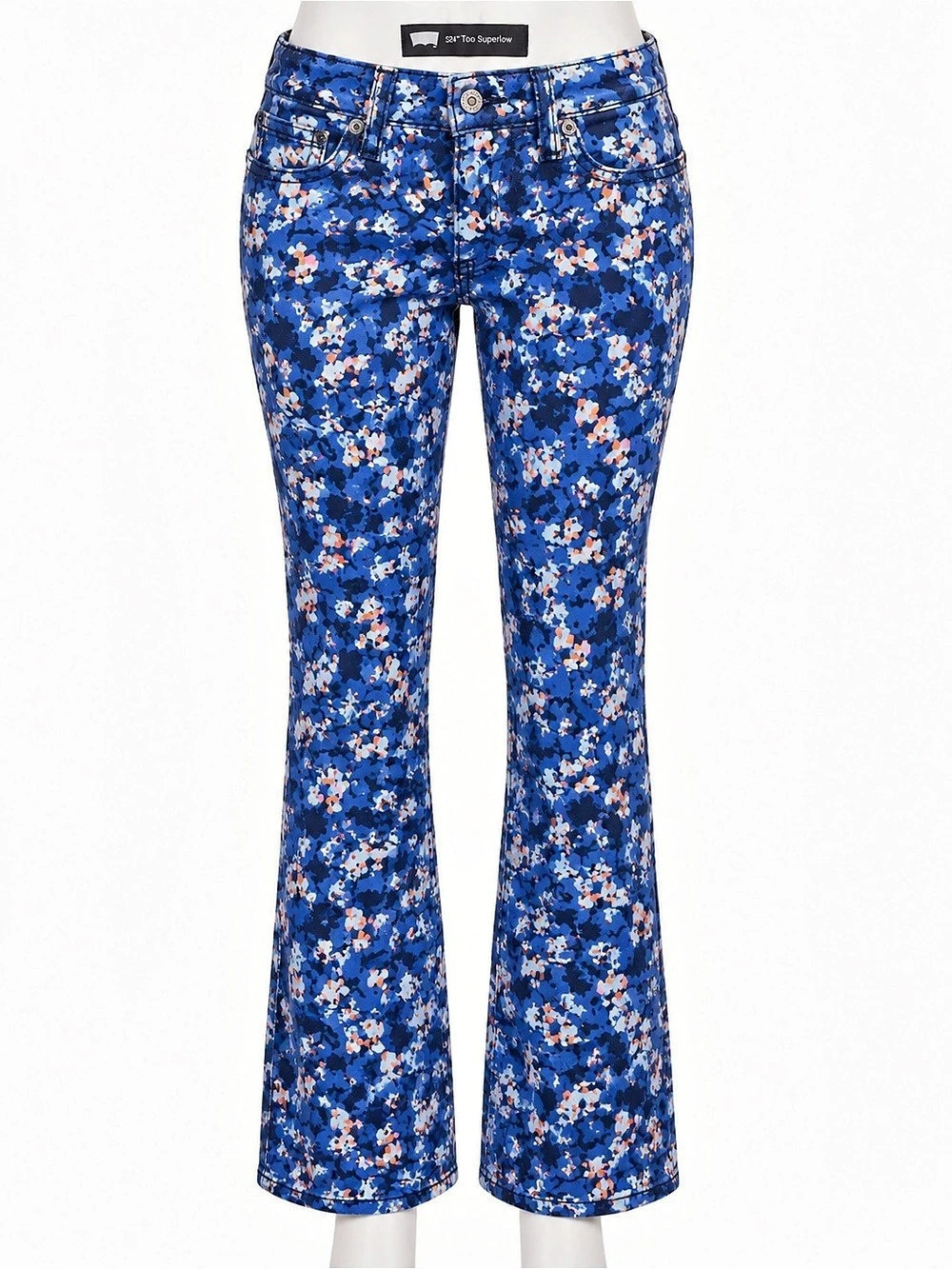 Levi 524' Too Superlow Floral Flare Pants in Blue